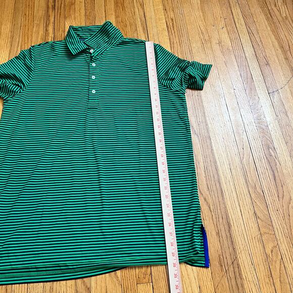 Ralph Lauren RLX Polo Shirt Mens Large Golf Performance Stripe Blue Green - Picture 7 of 7